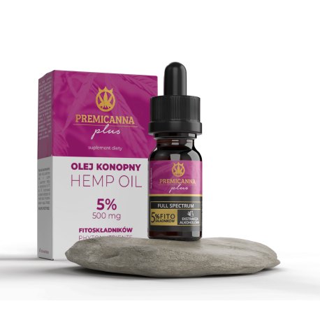 Certyfikowany Olejek CBD 5% PLUS CBG - wzmocniony olejek konopny 500 mg