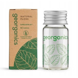 Nić dentystyczna, naturalna, kompostowalna, zielona mięta, 50 m, Georganics