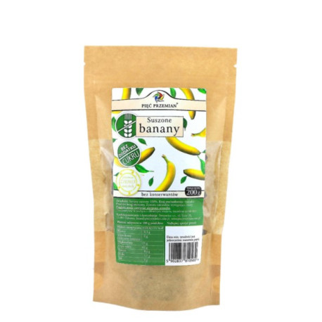 Pięć Przemian Banany Suszone bez cukru 200g