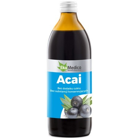 Ekamedica Acai 0,5L Sok 100% Wspiera Odporność