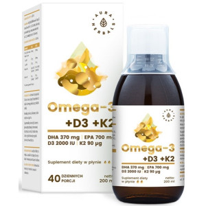 Aura Herbals Omega 3 witamina D3  K2 Mk7 200 Ml