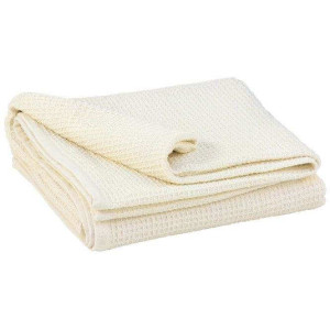 Bawełniany koc do jogi Bodhi Wafle - ecru