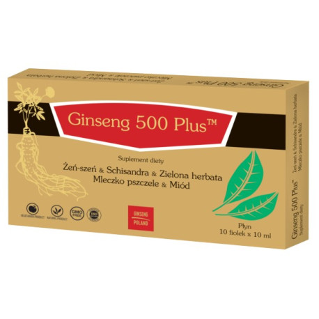 Ginseng Poland Ginseng 500 Plus Płyn 10 X 10 ml
