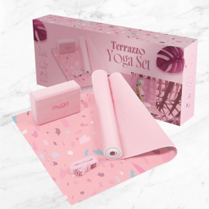 Zestaw do jogi myga Terrazzo Yoga Set: mata, klocek, pasek
