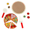 Pizza drewniany zestaw do zabawy na rzep  akcesoria łopatka nóż talerz nauka krojenia 20cm