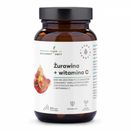 Żurawina 800mg + Witamina C 60kaps.
