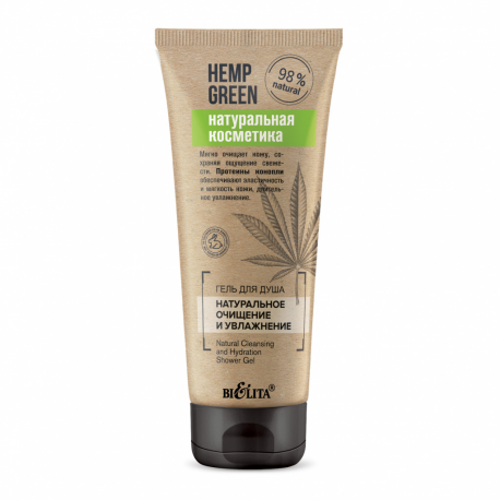 Belita, Hemp green, Żel pod prysznic "Naturalne oczyszczanie i nawilżanie ", 200 ml